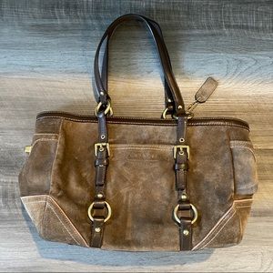 Medium-sized suede leather Coach shoulder bag